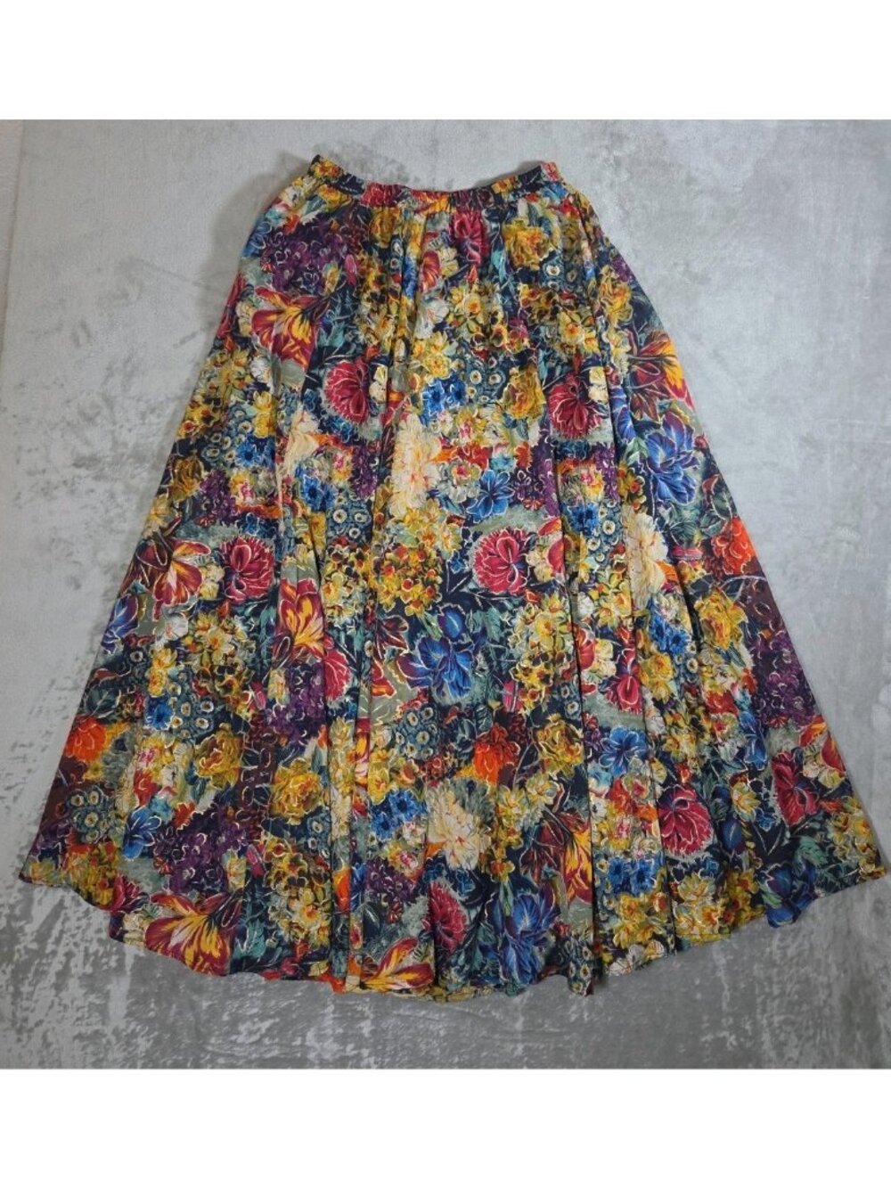 Mix Nouveau NY Floral Full Maxi Skirt Linded Elastic Waist Boho Women Size Small